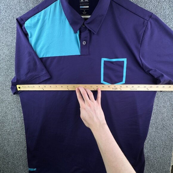 Adidas Coolmax Purple XL Short Sleeve Polo Shirt Puremotion W/ Pocket Blue - Picture 4 of 10